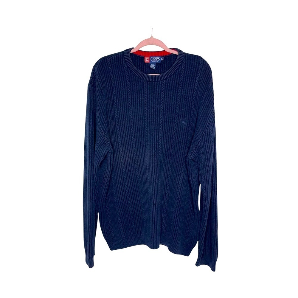 CHAPS Navy Blue Textured Sweater XL